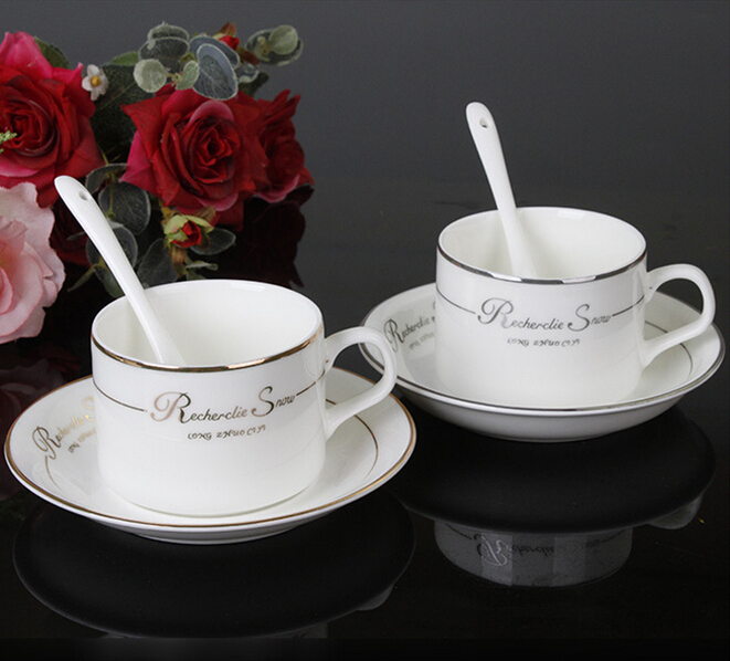 Fine Bone China 4-Ounce Espresso Cup and Saucer